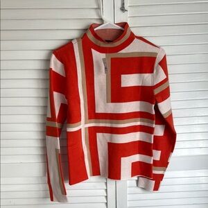 Geometric Red and Beige Sweater